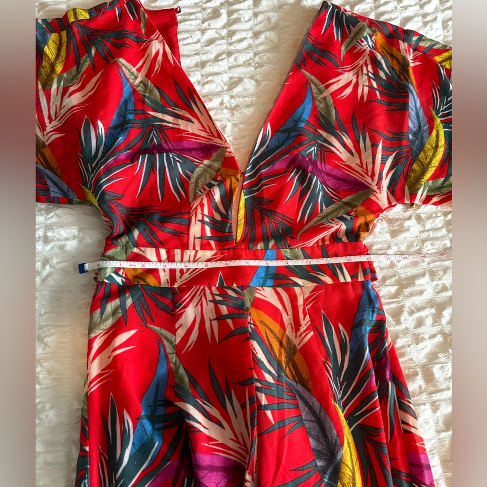 Anthropologie Red Carter Plunge Neckline Tropical‎ Jumpsuit Size XS - Picture 8 of 12